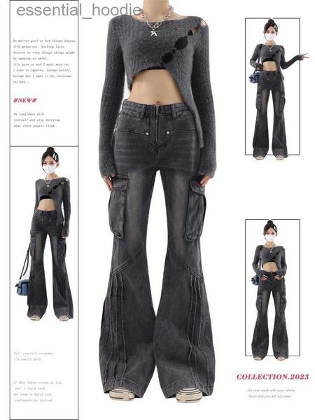 Beni da donna per donne jeans femminile da donna jeans flash jeans high waist pantalone in denim emo 2000s y2k harajuku anni '90 black jeans abiti immondizia c240411