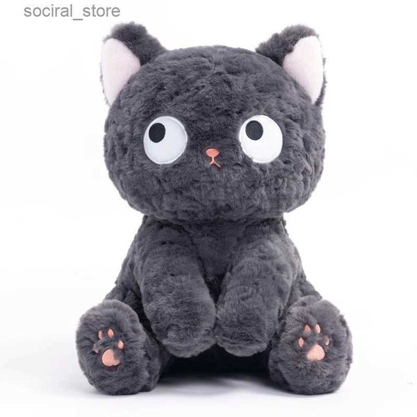 Animais de pelúcia de pelúcia apaziguar gato preto olhos grandes olhos cheios macios de boneca macia de boneca huggable para crianças aniversário natal