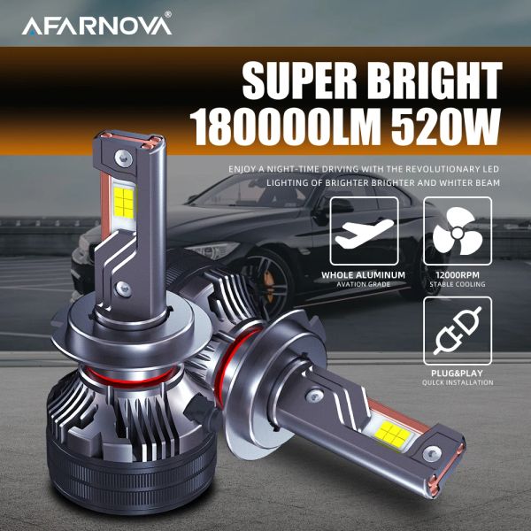 520W 180000LM H7 H4 LED CANBUS CAR FACTO H9 H8 H11 HB3 9005 9006 9012 HIR2 LED Triplo Copper Auto Headlamp Bulbs Bulbos de neblina