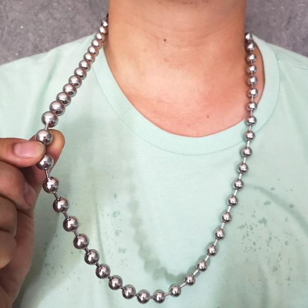 Anhänger Halsketten 10 mm riesige silberne Farbe Edelstahlkugel Kette Ketten Halskette 18-40 Zoll für Herrenschmuck