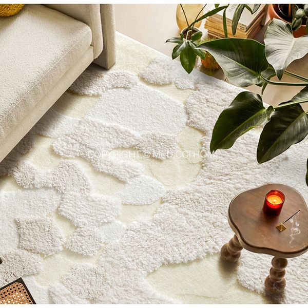 Medicci Home Snowy Mountain inspirierte Design Teppiche Ins Creme Weiß 3D Tufted Wurfflächen Teppiche Plüschmatten für Wohnzimmer Schlafzimmer