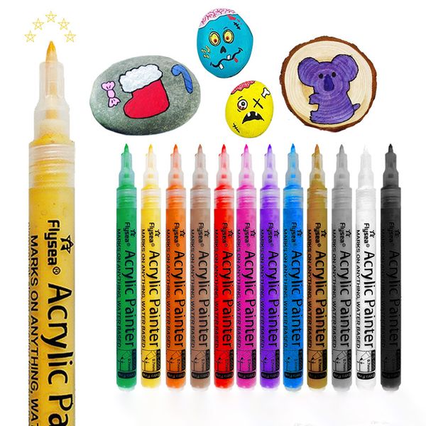 1 PCS 0,7 mm Marcador de caneta marcadora Multicolor MultiColor Wood Glass Graffiti Gooka Body Pintura Lápis Stationery Art Color School