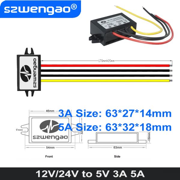 DC Buck 12V 24V - 5V 3A 5A 10A 15A 20A 30a 40A 50a 60A Adım Aşağı Güç Dönüştürücü 300W Araç Voltaj Regülatörü Tekne Led Oyuncaklar