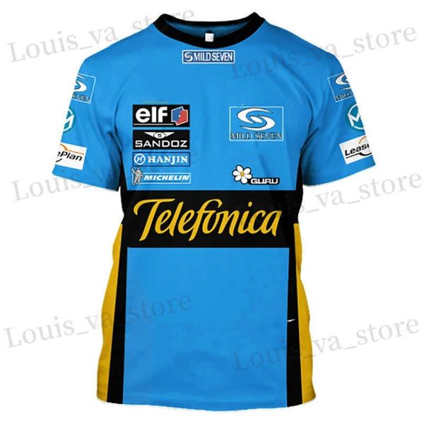 Camisetas masculinas 2024 verão novo f1 masculino wrc rally 3d imprimir esportes extremos respiráveis seca rápida