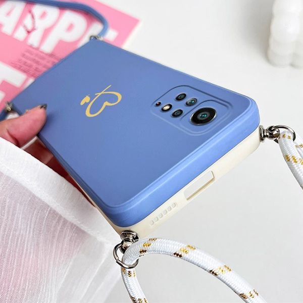 Gemini Love Crossbody Lanyard Silicone Phone Case per Xiaomi Redmi Note 11 Pro Plus 12Pro Plus 11 11S 10 Pro 12 9S 8 Pro Cover