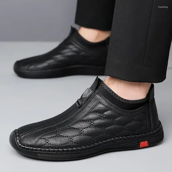 Scarpe casual sneaker da uomo inverno in pelle traspirante non slip business slip-on