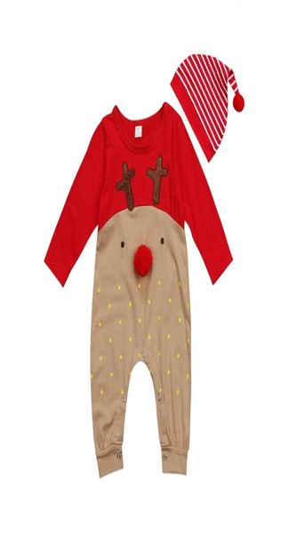 2pcs Neugeborene Jungen Mädchen Weihnachtsfestheime Langarm Hirsche Strampler Jungen Niederlagen Nachtwäsche Party Kostüm Baby Kleidung 2010273953574