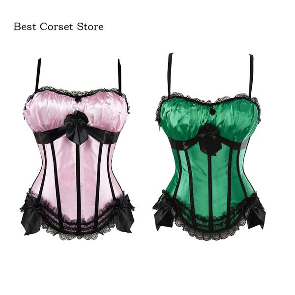 Женский корсет -топ с ремешками Bustier Pink Corset Overbust Tops Thin Thin Braps Sexy Green Corset для женщин