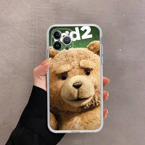 Fhnblj Teddy Bear Funny Phone Case для iPhone 14 13 12 11 Pro Max XS X XR SE 2020 6 7 8 Plus Mini Transparent Shell