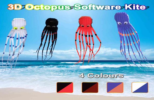 3D Octopus Nylon Огромное открытое спорт 8M Flying Software Long Hail Kites Toys Kids Kids Gift9686710
