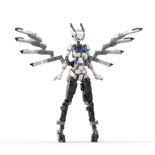 Moc mecha angel birdy menina robô terno de construção bloqueio de brinquedo anime figura bunnys angel girl wing knight samurai brick modelo garoto presente