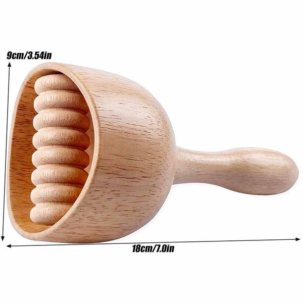 Holztherapie Schwedische Massagebecher mit Roller Handheld Holzmassage Tasse Anti-Zellulit, Lymphdrainage, Muskelschmerzlinderung