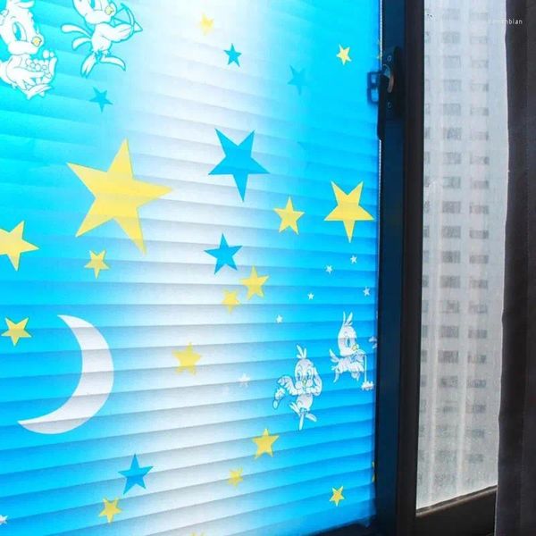 Adesivi per finestre macchiate di privacy Film Bird Bird Blue Blinds Glass's Glass's Room Authesive Home decorativo 60x200 cm