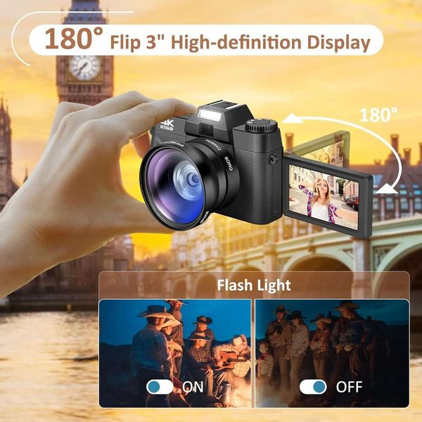 Acquisisci splendide foto e video 4K con il nostro fascio di fotocamera digitale da 48 MP: wifi, autofocus, zoom 16x, lenti angolari e macro larghe e macro, scheda SD da 64 GB, 2 batterie