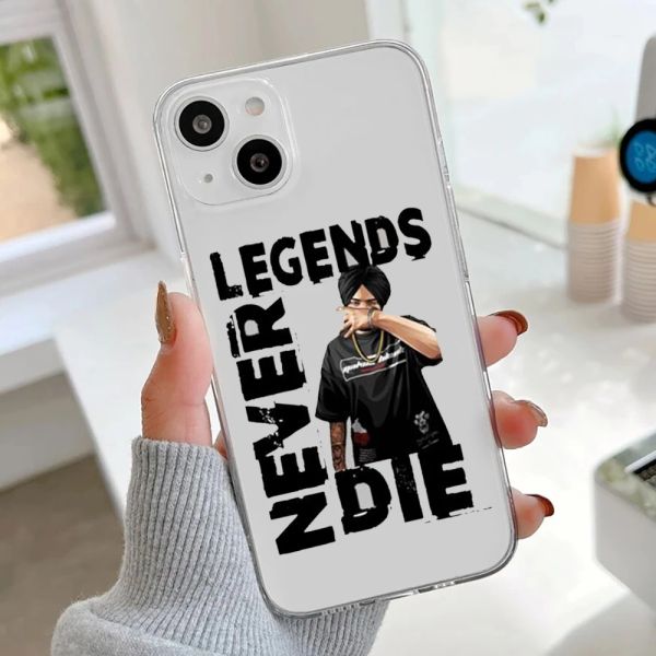 Sidhu Moose Wala Legends Never Die Phone Case per iPhone 12 11 14 15 Pro Max Mini Clear Cover per iPhone Xr X XS 7 8Plus