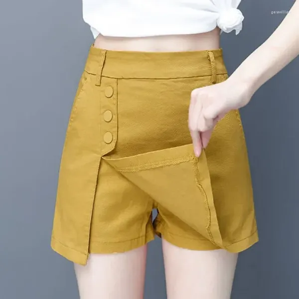 Damen-Shorts Lady Sommer mit hoher taillierter lässiger Hakama Kurzröcke koreanische Version schlank viel vielseitige Culottes Weitbeine locker