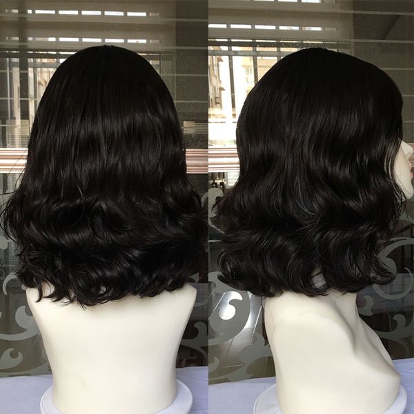 Silk Top Bob Human Hair Wigs Wavy #2 Cor curto