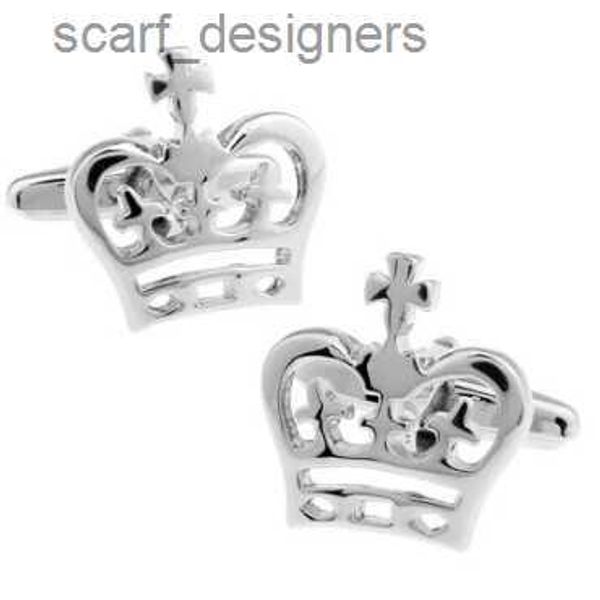 Cuff Links Hyx Luxury Shirt Silver Crown Cufflink para masculino Botões de manguito Links de alta qualidade ABOTOADURAS JOENS Y240411