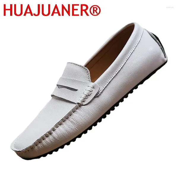 Casual Shoes Classic Summer Men Slaafers Man Slip-on Flats Herren Fahren echte Ledermoccasins Leichtes Plus Size 49