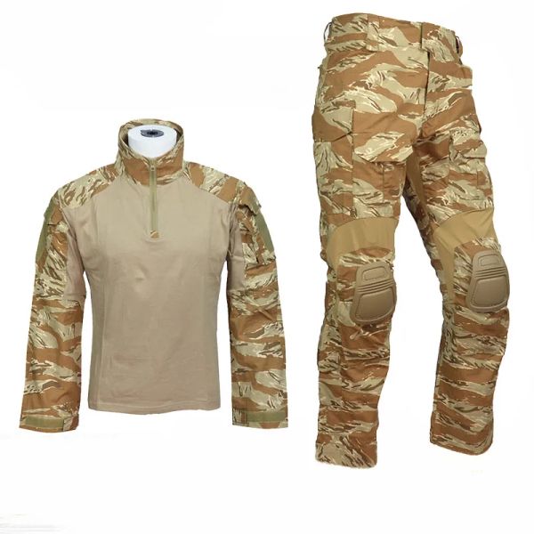 Calça camuflage gen3 sapo tático paintball terno tático de combate com joelheiras