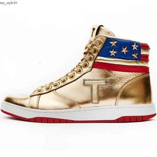 Prades sapatos com caixa T Trump Sneakers masculinos de basquete casual Sapatos The Never Surrender High-Tops Designer 1 TS Running Gold Sier Custom Men 639