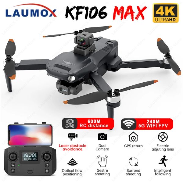 Дроны KF106 / KF106 Max GPS Drone 4K Профиляльный 3 -опорный штанги с HD -камерой 2.4G Wi -Fi безмолвного двигателя RC Quadcopter VS KF102 Drone