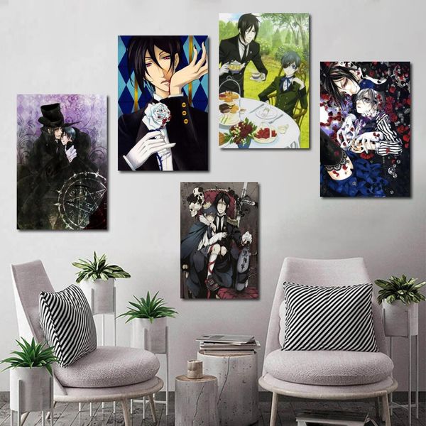 Black Butler Movie TV Show Anime Poster Dekoratives Gemälde 24x36 Leinwand Poster Wandkunst Wohnzimmer Poster Schlafzimmer Gemälde