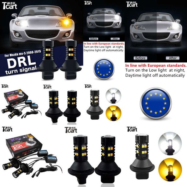 Для Mazda MX5 MX-5 (NC) 2006 2008 2010 2010 2013 2014 2PCS LED DRL Daytime Huntime Throw Light Light Lights 2IN1 автомобильные аксессуары