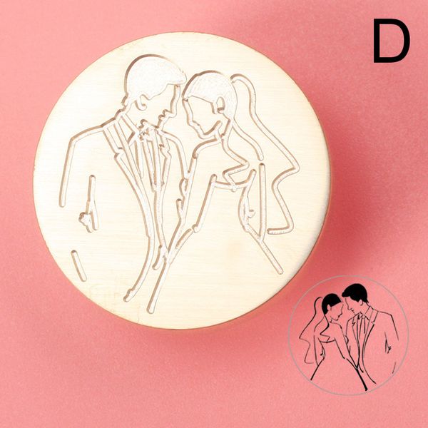 1pc DIY Wachs Briefmarkenstempel Feuerfarbe Seal Eins Kupfer Romantischer Liebesumschlag 3cm Valentinstag Hochzeitsserie Scrapbooking