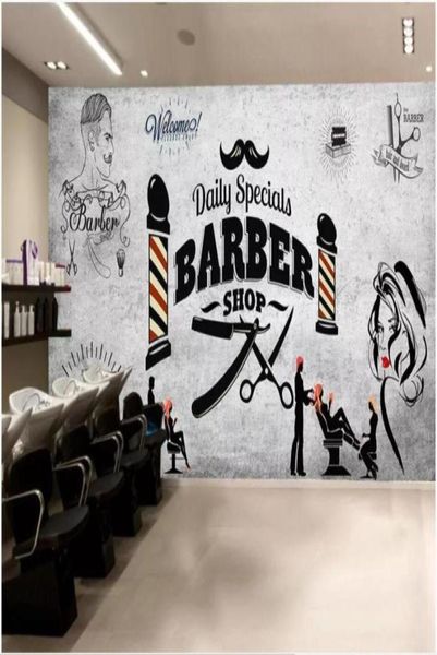 3D Papel de parede PO PO PO RETRO CABELO SALON DE PANTIO TRENDYLELA BELAÇÃO SALON BARBER SHOP SHOP Decoração de casa 3D Murais de parede papel de parede para 2332473800