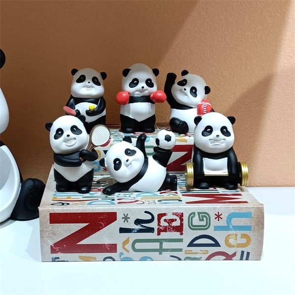 Schöner Panda Miniaturharz Waldgigant Panda Sport Figur Candy Storage Box Home Wildlife Ornament Craft Dekor Geschenk