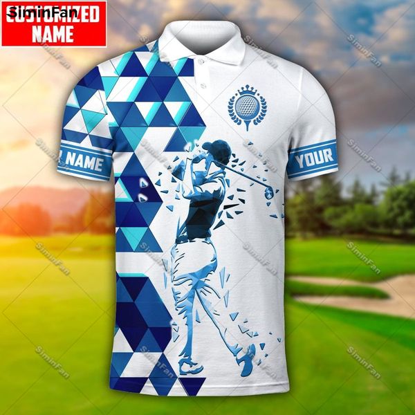 Golf Golfer benutzerdefinierter Name Herren Polo Shirt 3D überall über bedrucktes männliches Revers-Tennis T-Shirt Unisex Sommer Kurzarm Tee Frau Top-1