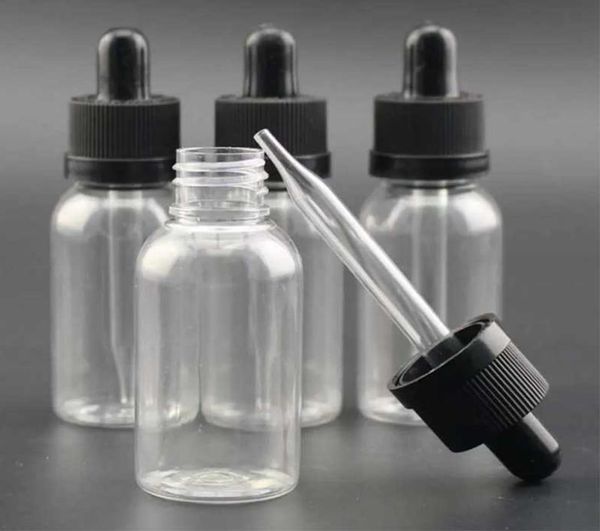 30ml Elektronik Pet Ejuice Damlalı Şişeler Plastik Eliquid Şişeler Çocuk geçirmez Güvenlik Kapağı ve Cam Damlalı Şişeler E C6234530