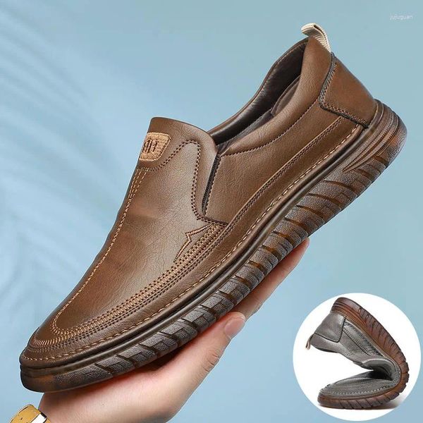 Sapatos casuais homens couro de costa ao ar livre confortável moda de alta qualidade clássico clássico acionamento não deslizamento mocassin tend2024