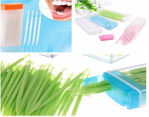 50pcs kutu diş ipi interdental kürdan kürek fırça fırça dişleri çubuk diş ağız bakımı kürdan dişleri çifte baş c1812280139595619