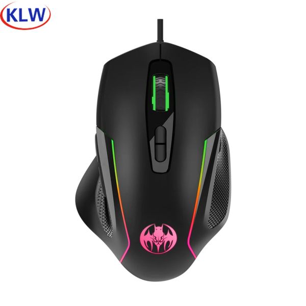 Mäuse KLW GM30 RGB Kabel Wirgonomics Einstellbar 6400DPI USB -Kabel Optical Gaming Mouser für PC Computer 7 Buttons Gamer Gaming Mäuse