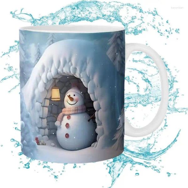 Massen Weihnachten Snowman Cup Becher Spülmaschine Mikrowelle Safe Langlebige langlebige 3D entzückende Druckkeramikgeschenk