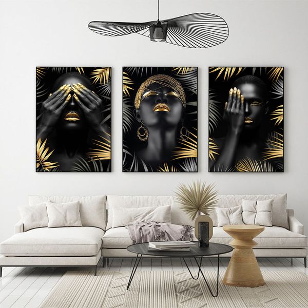 Africa Black Woman Model Wall Art Poster Nordic Luce Murale Modern Modern Home Decor Tela Pictures Stampe soggiorno decoro