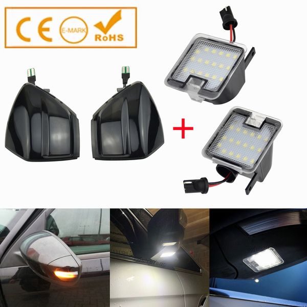 Luz de luz da poça e LED dinâmico sinalização de giro lateral indicador lâmpada leve para ford s-max 2015-2020 kuga c394 08-2012 c-max