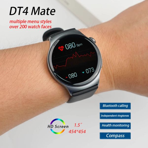 Orologi dt4 mate smart orologio da uomo donna smartwatch maschile orologio da polso a bussola sport fitness braccialetti digitali waterproof wolds orologi