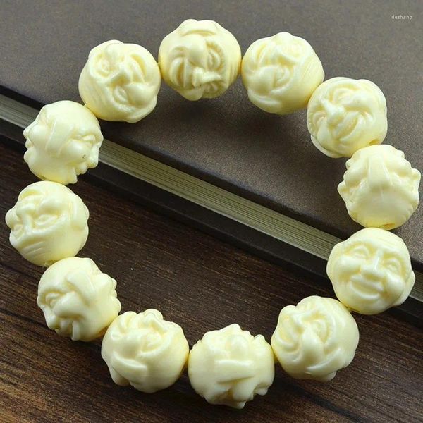 Dekorative Figuren Buddha Perlen Armbänder 17 x19mm Gesicht Imitation Elfenbein Armband Großhandel Großhandel