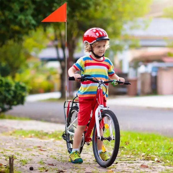 Bandiera di sicurezza per bici Go Candaggio Fandiera di sicurezza resistente all'acqua con pali Bandiera di sicurezza riutilizzabile per bici per bambini per il kayak del rimorchio UTV