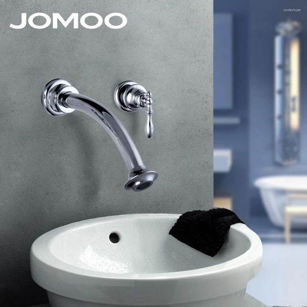 Banyo Lavabo Muslukları Jomoo Havza Musluk Duvarı Pirinç Krom Şelale Spout Gemi Kar karıştırıcı