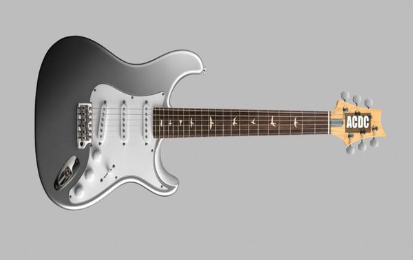 Custom Paul Smith John Mayer Sliver Tungsten Electric Guitar St Style Shape Nero Plate Nero Plate White Pearl Bird Inlay Tremol3871557