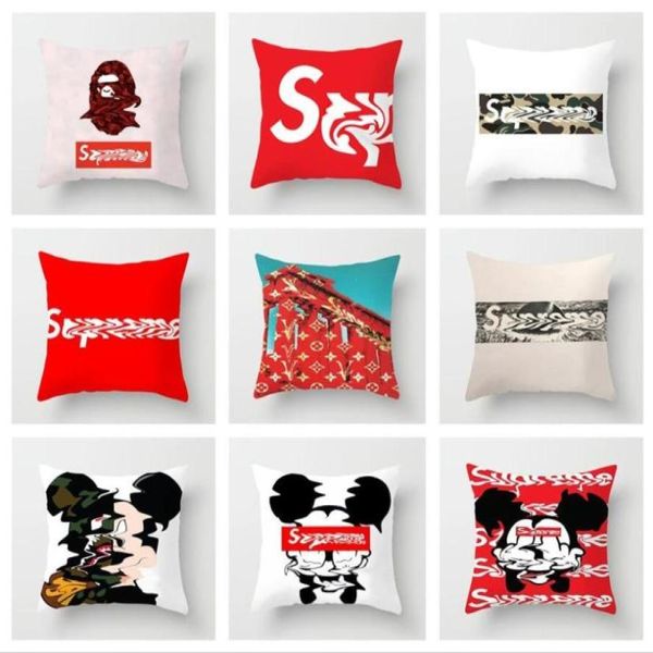 Classic Designer Sinalize Pillow Case Cushion Cover Letter Classic Brand SU Red Pattern 45x45cm para Decoração em casa Pillowcas6861299