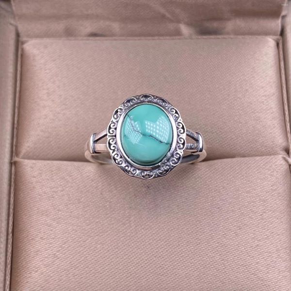 Кластерные кольца Hoyon Luxury Natural Turquoise Men's Ring S925 Стерлинговое серебро изящные украшения женские аксессуары подарки на день рождения подарок