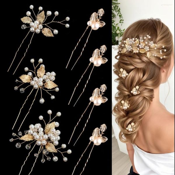 Clip per capelli Inserisci sposa Inserisci Parl Flower Hairpin Golden Foglia Accessori per matrimoni Accessori per matrimoni Accessori per matrimoni.