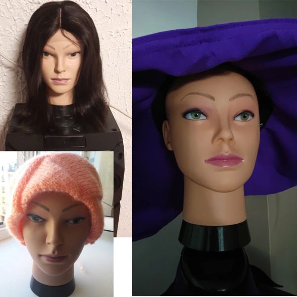 Chefe feminina africana ManenQuin para fazer com que as perucas tenham o chapéu masculino de treinamento careca Manikin Dolls de cabeça para a prática de maquiagem