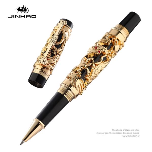 Pens Jinhao Ballgon Pen Luxury Rollerball para escrever Dragão e Phoenix 0,7mm Nib Pesado Presente Business Office Business Supplies