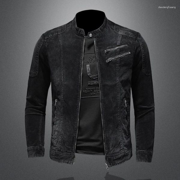 Jackets masculinos 2024 High Men de qualidade Europa e o estilo dos Estados Unidos elegante belo boutique casual Corduroy Solid Color Denim Trend